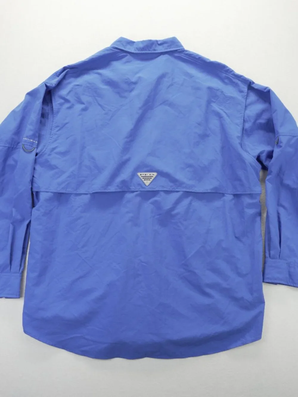 Columbia PFG Shirt Mens L Blue 100% Polyester Omni Shade Vented Fishing Ocean - Picture 8 of 10